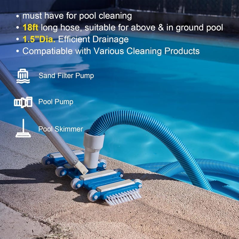 GUEQUITLEX Pool Vacuum Hose With Swivel Cuff 1-1/2" Diameter 18FT Flexible Heavy Duty Pool Vacuum Cleaning Hose Perfect for Above&In Ground Swimming Pool - Image 2